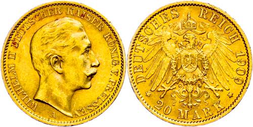 Preußen Goldmünzen 20 Mark, 1909 ... 