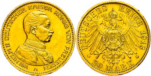 Prussia 20 Mark, 1913, Wilhelm II. ... 