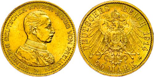 Prussia 20 Mark, 1914, Wilhelm II. ... 