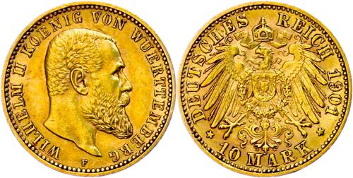 Württemberg 10 Mark, 1901, Karl, ... 