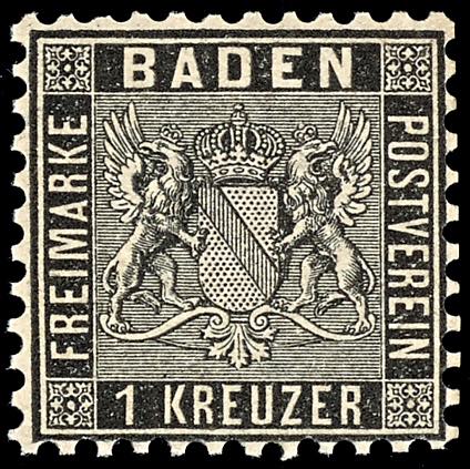 Baden 1 kreuzer black, mint never ... 