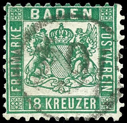 Baden 18 kreuzer green, tied by ... 