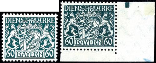 Bavaria Official Stamps 3 Pfg to 1 ... 