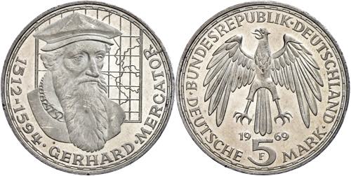 Münzen Bund ab 1946 5 Mark, 1969, ... 