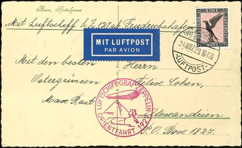Zeppelinpost nach Sieger 1929, ... 