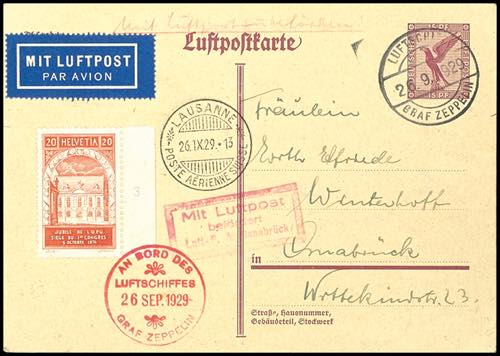 Zeppelin Mail 1929, 1. Switzerland ... 