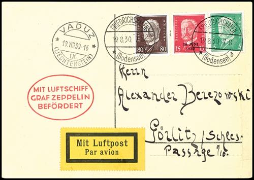 Zeppelinpost nach Sieger 1930, ... 