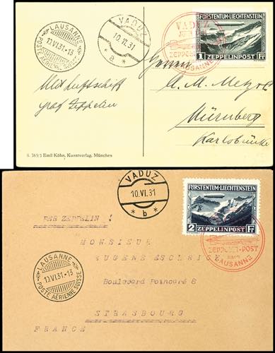 Zeppelin Mail 1931, trip Vaduz ... 