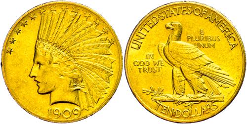 Coins USA 10 Dollars, Gold, 1909, ... 