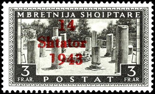 Albania 3 Fr. Postal stamp with ... 