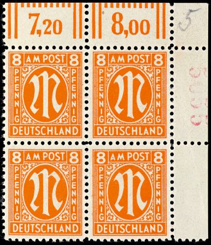 Bizone 8 Pfg first issue of stamps ... 