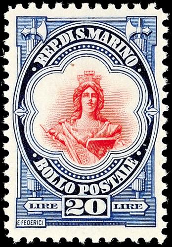 San Marino 20 L. Postal stamps ... 