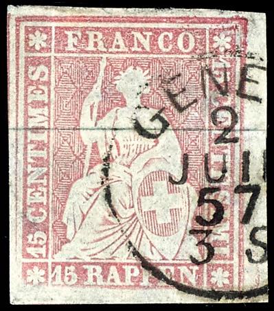 Switzerland 1857, 15 Rp Seated ... 