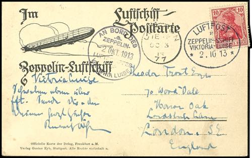 Zeppelin Mail 1912, LZ 11 Viktoria ... 