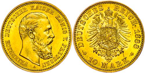 Prussia 10 Mark 1888 A, Friedrich ... 