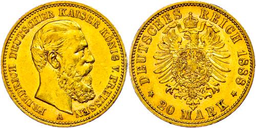 Prussia 20 Mark, 1888, Friedrich ... 
