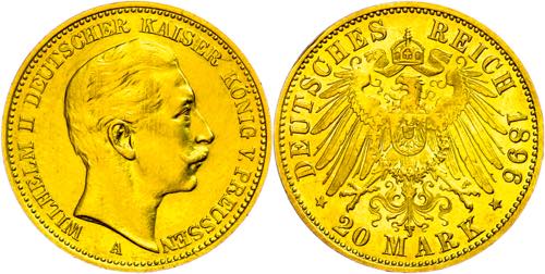 Prussia 20 Mark, 1896, A, Wilhelm ... 