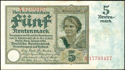 Banknoten Deutsche Rentenbank, 5 ... 
