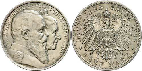 Baden 5 Mark, 1906, Friedrich I. ... 
