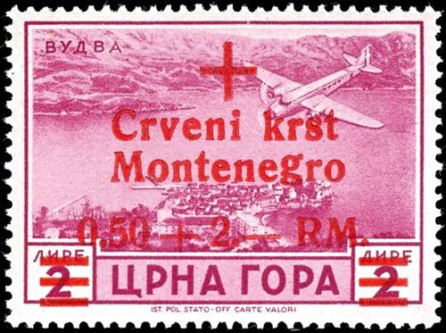 Montenegro 25 C. bis 2 Lire mit ... 