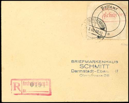 Aschaffenburg Postverschlusszettel ... 