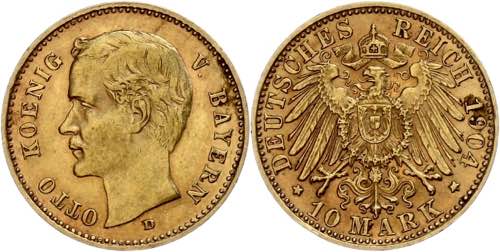 Bayern 10 Mark, 1904, Otto, ss. J. ... 