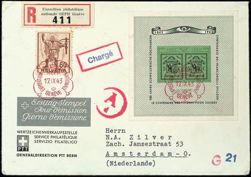 Schweiz 1943, Blockausgabe Genfer ... 