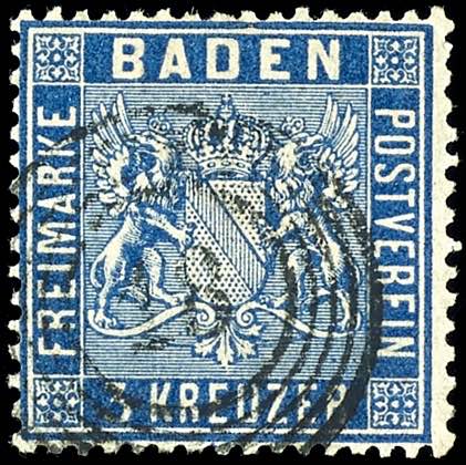 Baden 6 Kr. Wappen veilchenblau, ... 