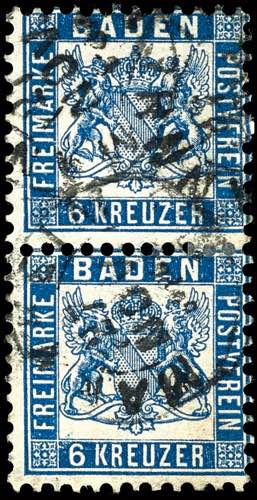 Baden 6 Kr. preußischblau, im ... 