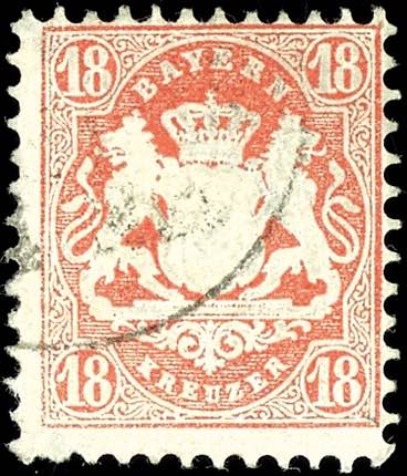 Bayern 18 Kr. Wappen zinnoberrot, ... 