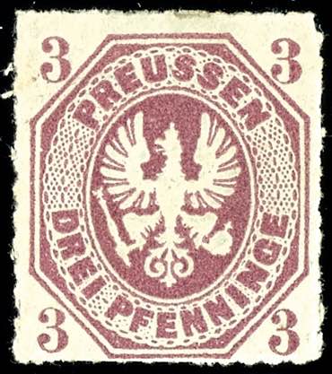 Preußen 3 Pfennig rotviolett, ... 