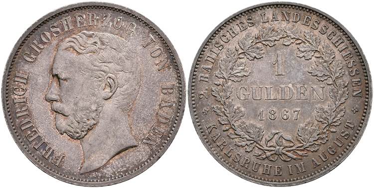 Baden Gulden, 1867, Friedrich I., ... 