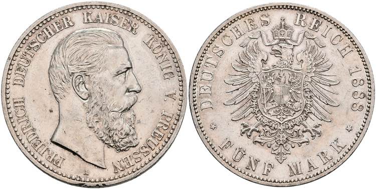 Preußen 5 Mark, 1888, Friedrich ... 