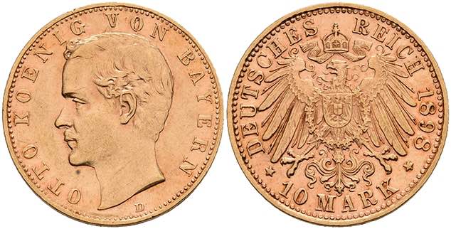 Bayern 10 Mark, 1898, Otto, kl. ... 