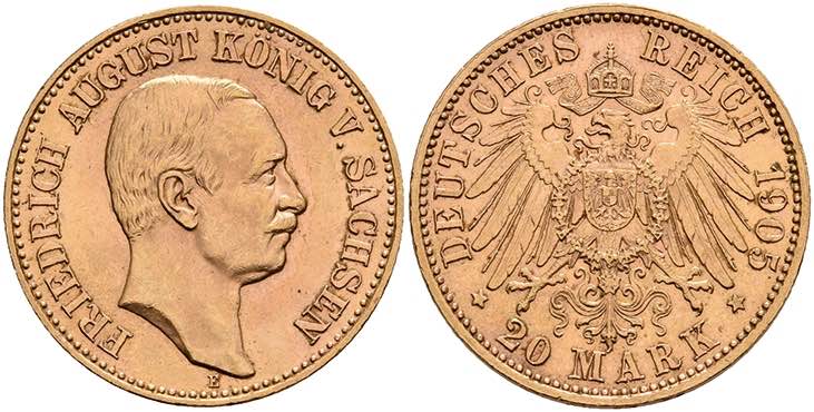 Sachsen 20 Mark, 1905, Friedrich ... 
