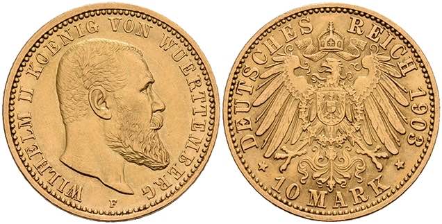 Württemberg 10 Mark, 1903, ... 