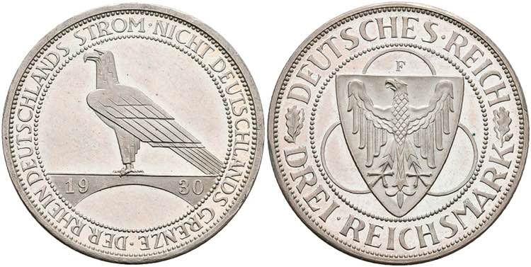 Münzen Weimar 3 Reichsmark, 1930, ... 