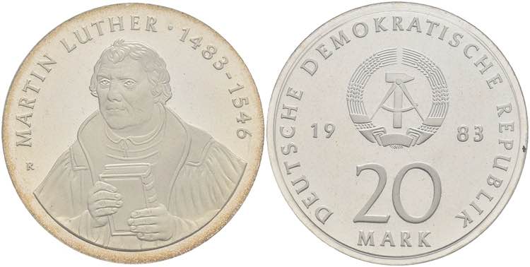 Münzen DDR 20 Mark, 1983, Martin ... 
