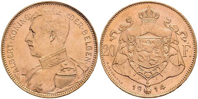 Belgien 20 Francs, Gold, 1914, ... 