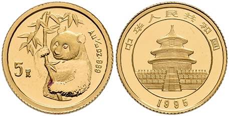 China Volksrepublik 5 Yuan, Gold, ... 