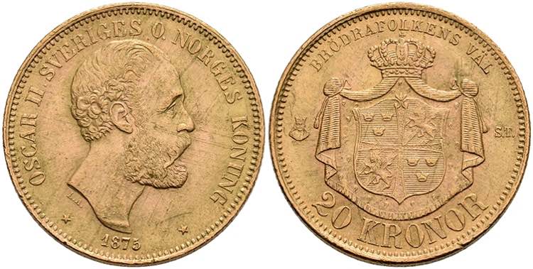 Schweden 20 Kronen, Gold, 1875, ... 