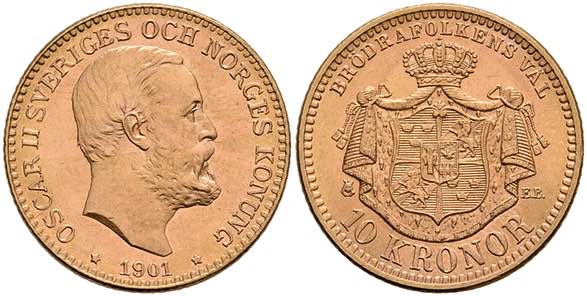 Schweden 10 Kronen, Gold, 1901, ... 