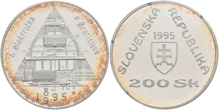 Slowakei 200 Kronen, Silber, 1995, ... 