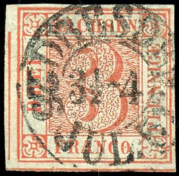 Saxony 3 penny brick red so-called ... 