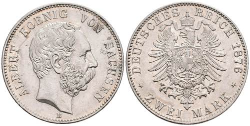 Sachsen 2 Mark, 1876, Albert, vz. ... 