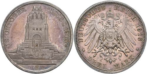 Sachsen 3 Mark, 1913, ... 