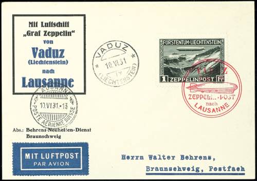 Zeppelin Mail 1931, trip Vaduz ... 