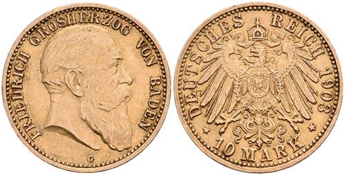 Baden 10 Mark, 1903, Friedrich I., ... 