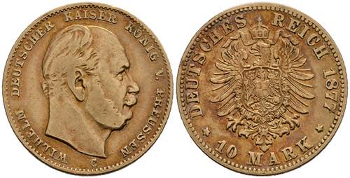 Prussia 10 Mark, 1877, Wilhelm I., ... 
