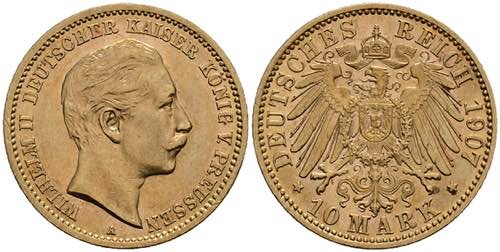 Prussia 10 Mark, 1907, Wilhelm ... 